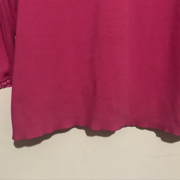 💋3/30 Saturated  Barbie pink ruffled v neck top - Picture 4 of 6